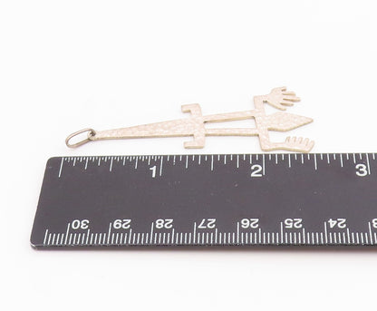 925 Sterling Silver Vintage Pendant PERU Hammered Lizard Cutout Figure  PT26068