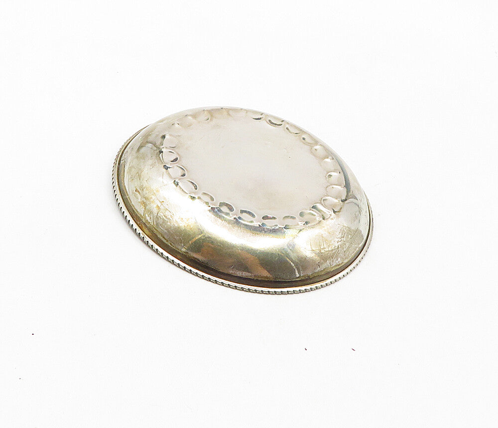 925 Sterling Silver Vintage Raised Free Mason Symbol Shiny Round Dish TR1478