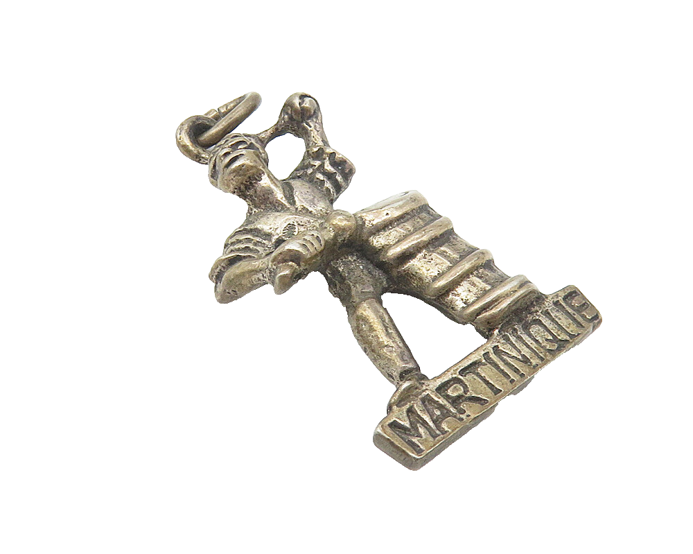 925 Sterling Silver  Vintage Dark Tone Martinique Drummer Pendant  PT8684