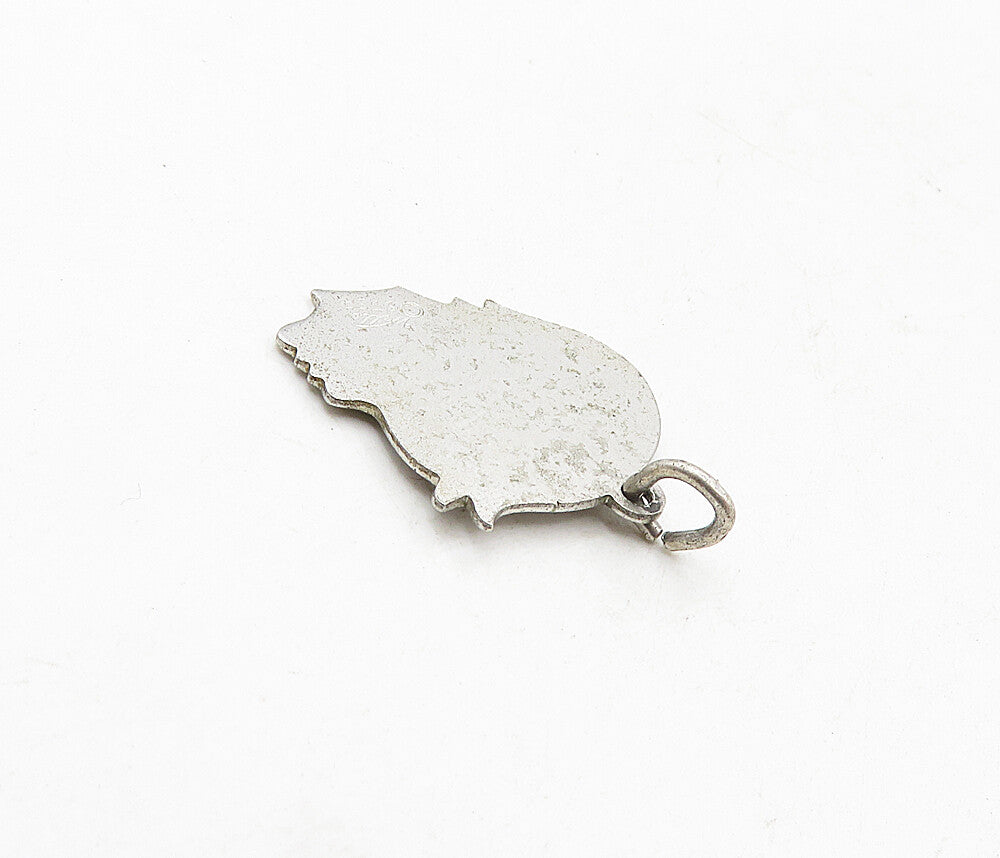 925 Sterling Silver  Vintage Shiny Etched Stephen 82256 Pendant  PT6918