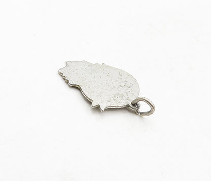 925 Sterling Silver  Vintage Shiny Etched Stephen 82256 Pendant  PT6918