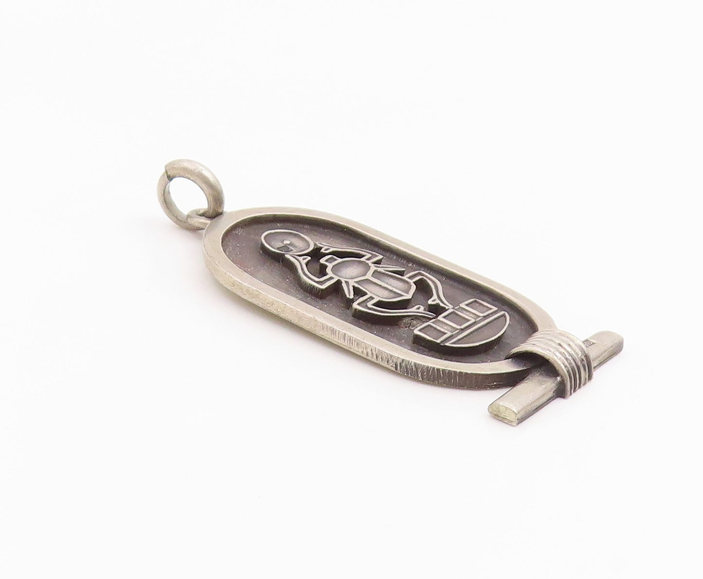 925 Sterling Silver Vintage Pendant MIDDLE EAST Carved Egyptian Scarab  PT25947