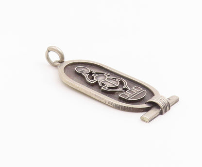 925 Sterling Silver Vintage Pendant MIDDLE EAST Carved Egyptian Scarab  PT25947