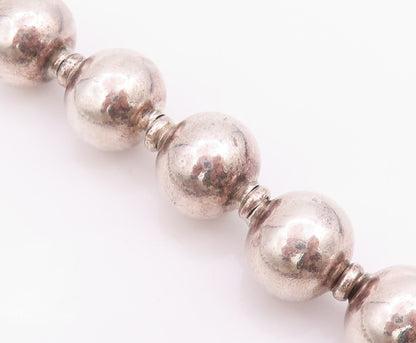 925 Sterling Silver Vintage Necklace Minimalist Dark Tone Heavy Beads  NE4458