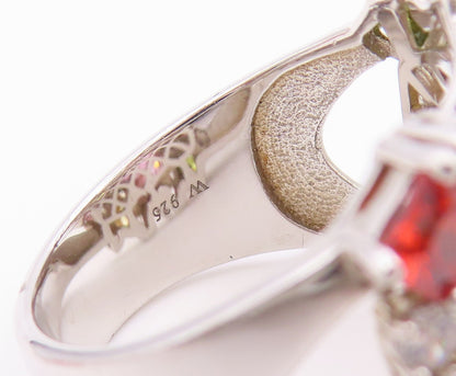925 Sterling Silver Vintage Ring Multi Gemstone Cluster Band  Sz 10.5  RG36437