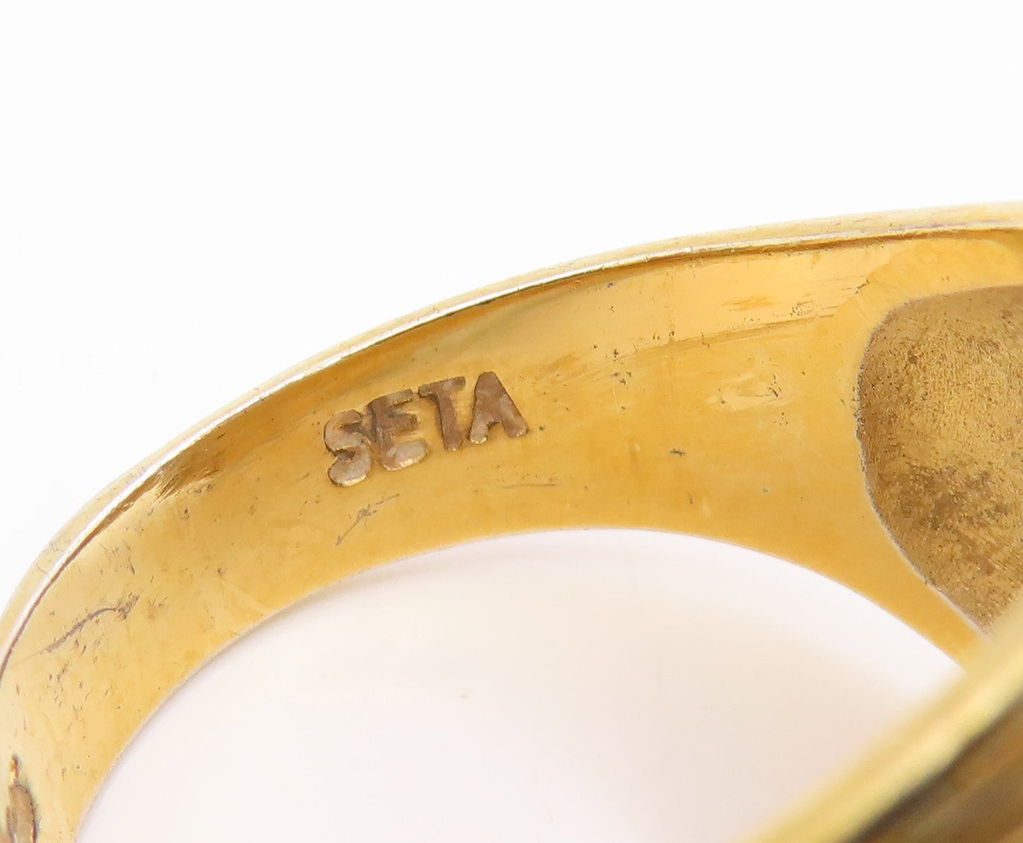 925 Sterling Silver Vintage Ring Gold Plated SETA Fluted Dome  Sz 9.5  RG35171