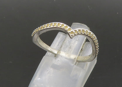925 Sterling Silver  Vintage Shiny Pointed Design Band Ring Sz 7  RG22175