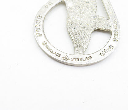 WALLACE 925 Sterling Silver  Vintage Peace On Earth Flying Bird Pendant PT4500