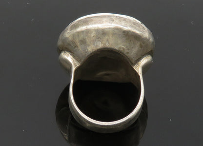 925 Sterling Silver  Vintage Round Jasper Heavy Cocktail Ring Sz 9  RG20240