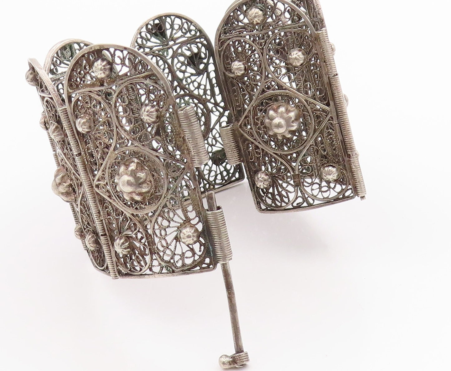925 Sterling Silver Vintage Bracelet Antique Floral Filigree Work  BT11331