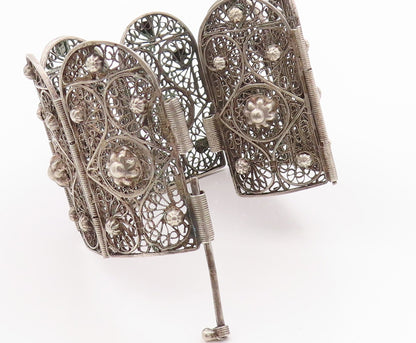 925 Sterling Silver Vintage Bracelet Antique Floral Filigree Work  BT11331