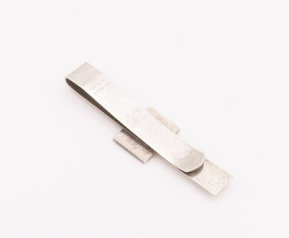925 Sterling Silver Vintage Tie Clip HAYWARD Rectangle Etched Flying Bird TR3706