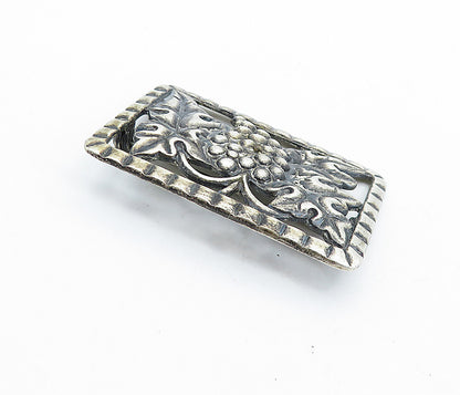 925 Sterling Silver  Vintage Antique Grape Bunch Square Brooch Pin  BP2693