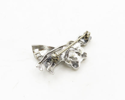 925 Sterling Silver  Vintage Shiny Dancing Woman In Dress Brooch Pin  BP7611