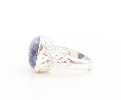 925 Sterling Silver Vintage Ring Square Cabochon Gemstone  Sz 7 RG31574