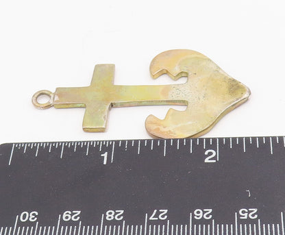 925 Sterling Silver Vintage Pendant Nautical Anchored Religious Cross  PT25725