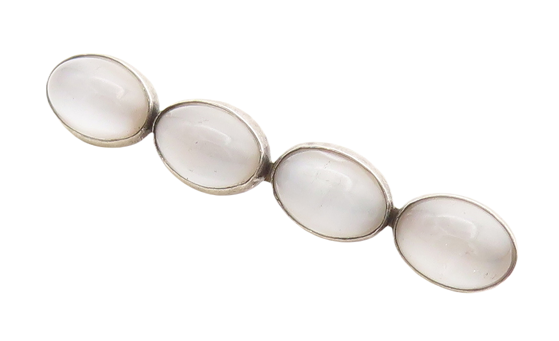 925 Sterling Silver Vintage Brooch Pin Oval Cabochon Cat's Eye Band  BP11370