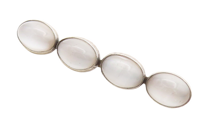925 Sterling Silver Vintage Brooch Pin Oval Cabochon Cat's Eye Band  BP11370