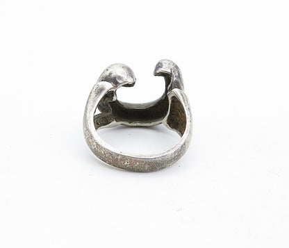 925 Sterling Silver  Vintage Antique Sculpted U Shape Band Ring Sz 5  RG7022