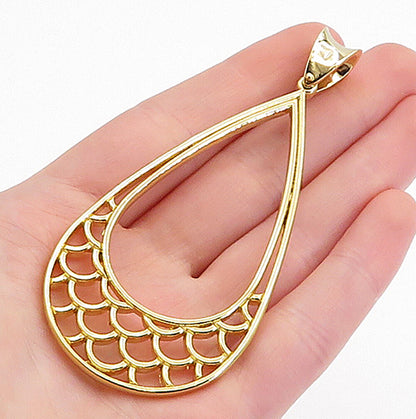 925 Sterling Silver  Polished Gold Plated Open Tear Drop Pendant  PT3709