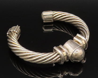14K GOLD & 925 Silver  Vintage Twisted Ribbed Bead Ball Cuff Bracelet  BT9592
