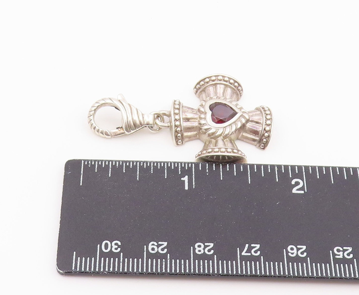 925 Sterling Silver Vintage Pendant JUDITH RIPKA Garnet Maltese Cross  PT26431