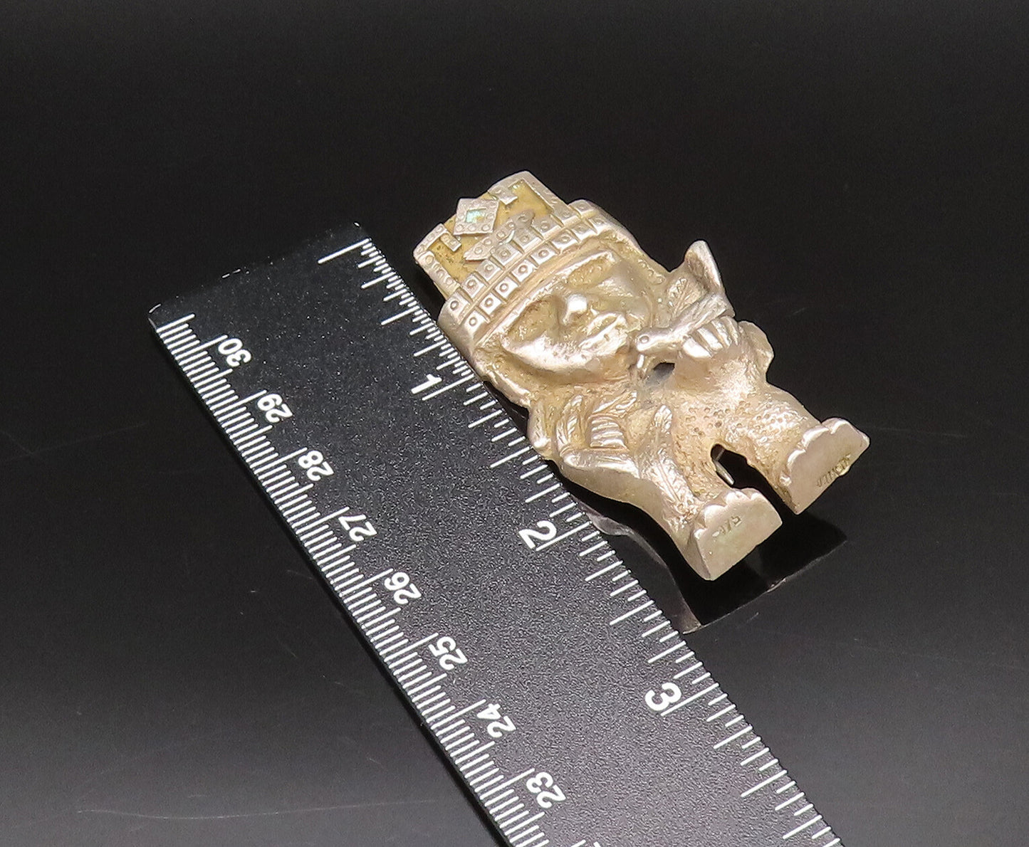 925 Sterling Silver  Vintage Antique Warrior Holding Bird Brooch Pin  BP10060