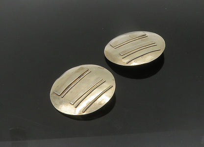 WOODS 925 Sterling Silver Vintage Modernist Round Non Pierce Earrings EG10802