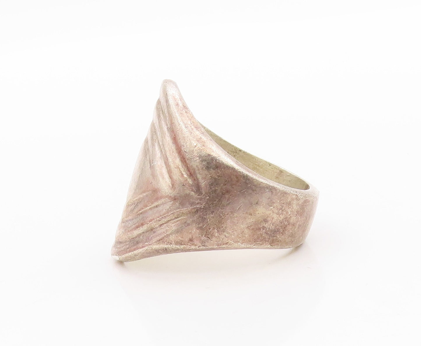 925 Sterling Silver Vintage Ring MEXICO Square Grooved Design  Sz 9  RG33290