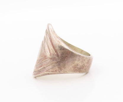 925 Sterling Silver Vintage Ring MEXICO Square Grooved Design  Sz 9  RG33290