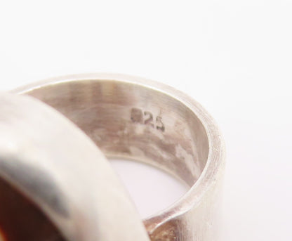 925 Sterling Silver Vintage Ring Oval Cowrie Shell Statement Band  Sz 7  RG33888