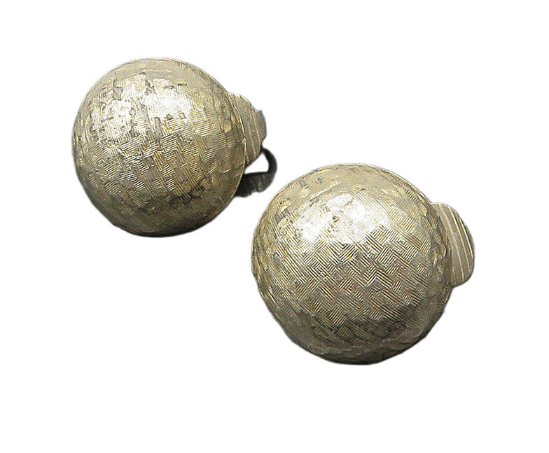 DESIGNER 925 Silver  Vintage Shiny Textured Dome Non Pierce Earrings  EG9151