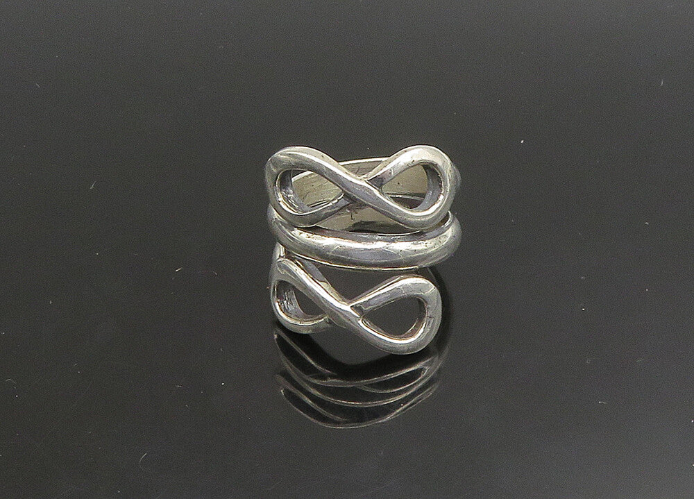 925 Sterling Silver   Vintage Shiny Infinity Bypass Band Ring Sz 8.5  RG23404