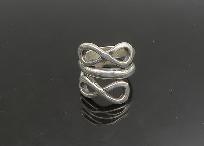 925 Sterling Silver   Vintage Shiny Infinity Bypass Band Ring Sz 8.5  RG23404
