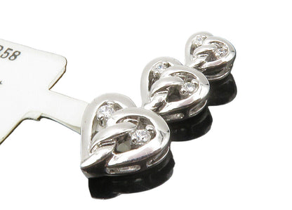 925 Sterling Silver  Genuine Diamonds Graduated Love Hearts Pendant  PT11063
