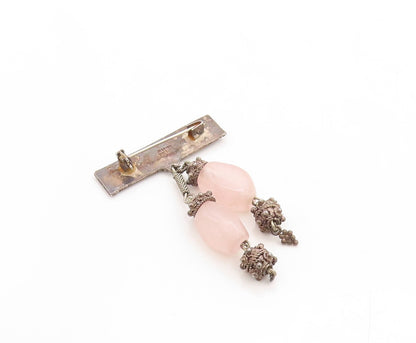 925 Sterling Silver Vintage Brooch Pin ISRAEL Dangling Gemstones  BP11368