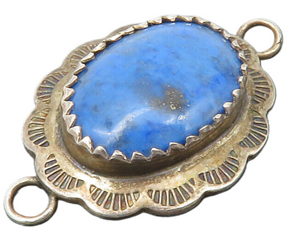 NAVAJO 925 Sterling Silver  Vintage Blue Jasper Etched Bracelet Link  TR1887