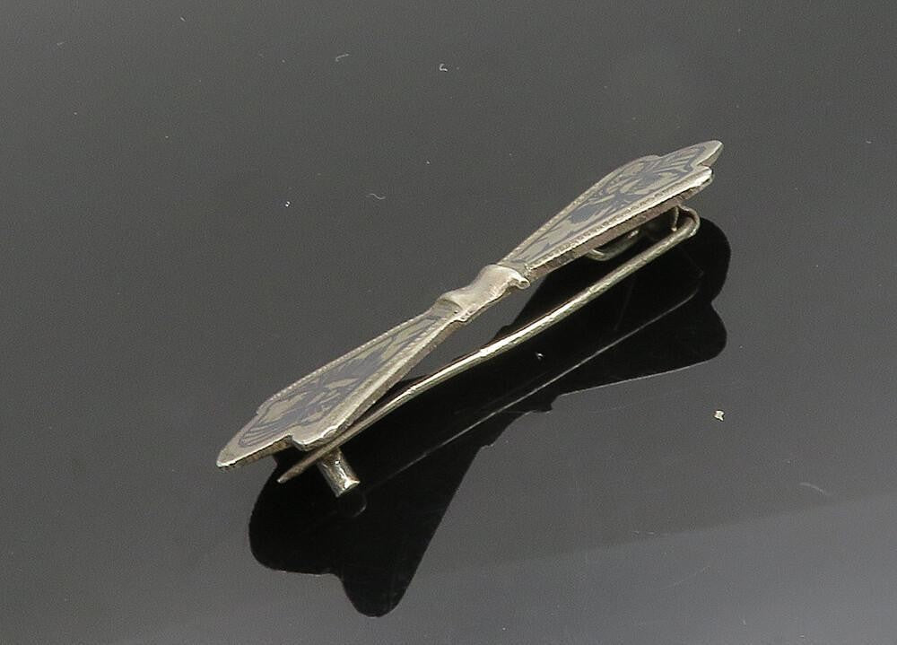 925 Sterling Silver Vintage Brooch Pin EAST EUROPE Antique Floral Bow   BP12534