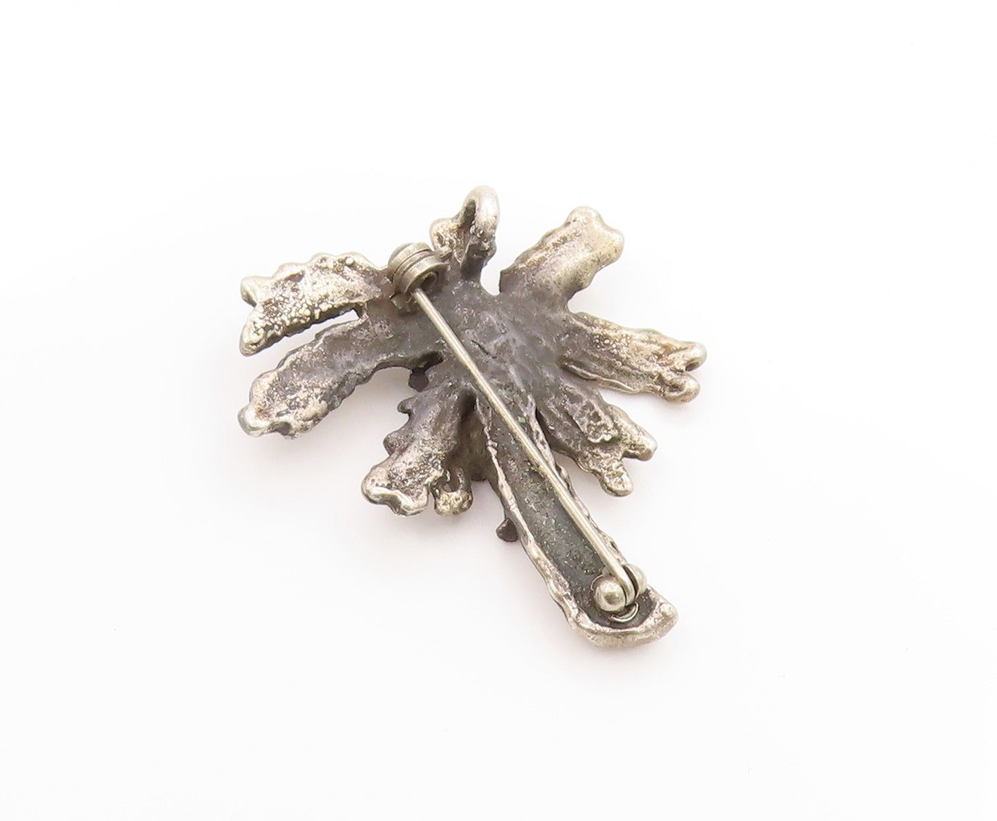 925 Sterling Silver Vintage Brooch 3D Textured Monkey On Palm Tree Pin  BP11926
