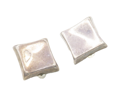 ZINA 925 Sterling Silver  Vintage Dark Tone Square Non Pierce Earrings  EG8815
