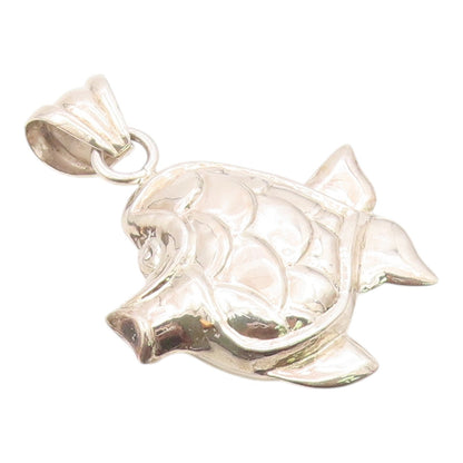 925 Sterling Silver  Vintage Shiny Hollow Fish Drop Pendant  PT17607