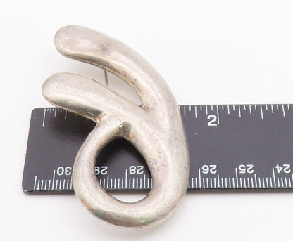 MEXICO 925 Sterling Silver  Vintage Shiny Smooth Modernist Brooch Pin  BP7753