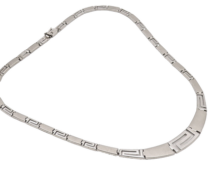 925 Silver  Vintage Brutalist Matt Finish Alternat Cutout Necklace  NE4154