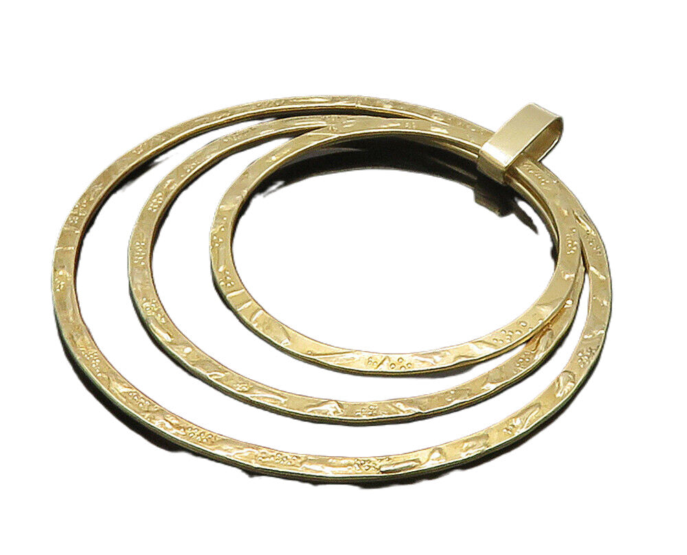 925 Sterling Silver  Shiny Gold Plated Graduated Circles Pendant  PT12627