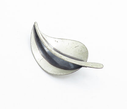 BEAU 925 Sterling Silver  Vintage Oxidized Single Leaf Motif Brooch Pin BP2659