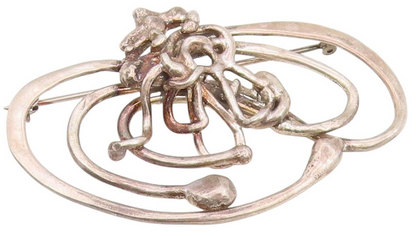 925 Sterling Silver Vintage Brooch Brutalist Tangled Web Design Pin  BP12061