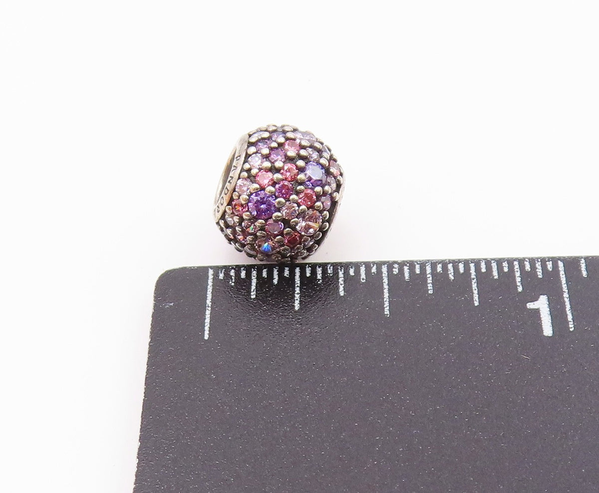 PANDORA 925 Sterling Silver  Vintage Pink & Purple Topaz Slide Pendant PT17351