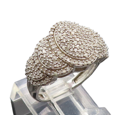 925 Sterling Silver  Vintage Intricate Circles Diamonds Ring Sz 6  RG26857
