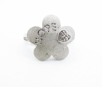 ROSS SIMON 925 Silver  Genuine Diamond Hope Stamped Band Ring Sz 8  RG6995