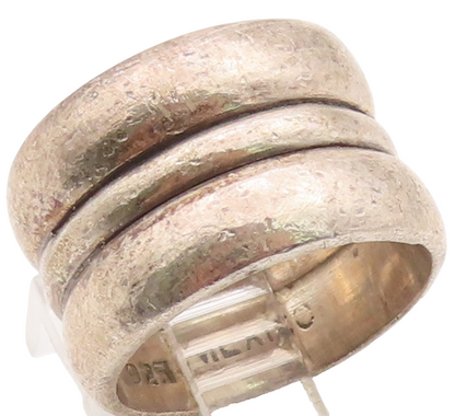 925 Sterling Silver Vintage Ring MEXICO Modernist Grooved Band  Sz 6  RG36301